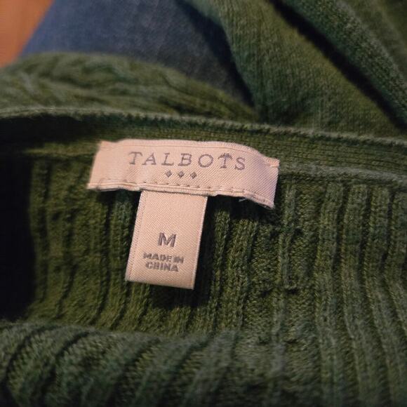 Talbots outlet sweater womens size medium green crewneck casual office - Picture 3 of 11